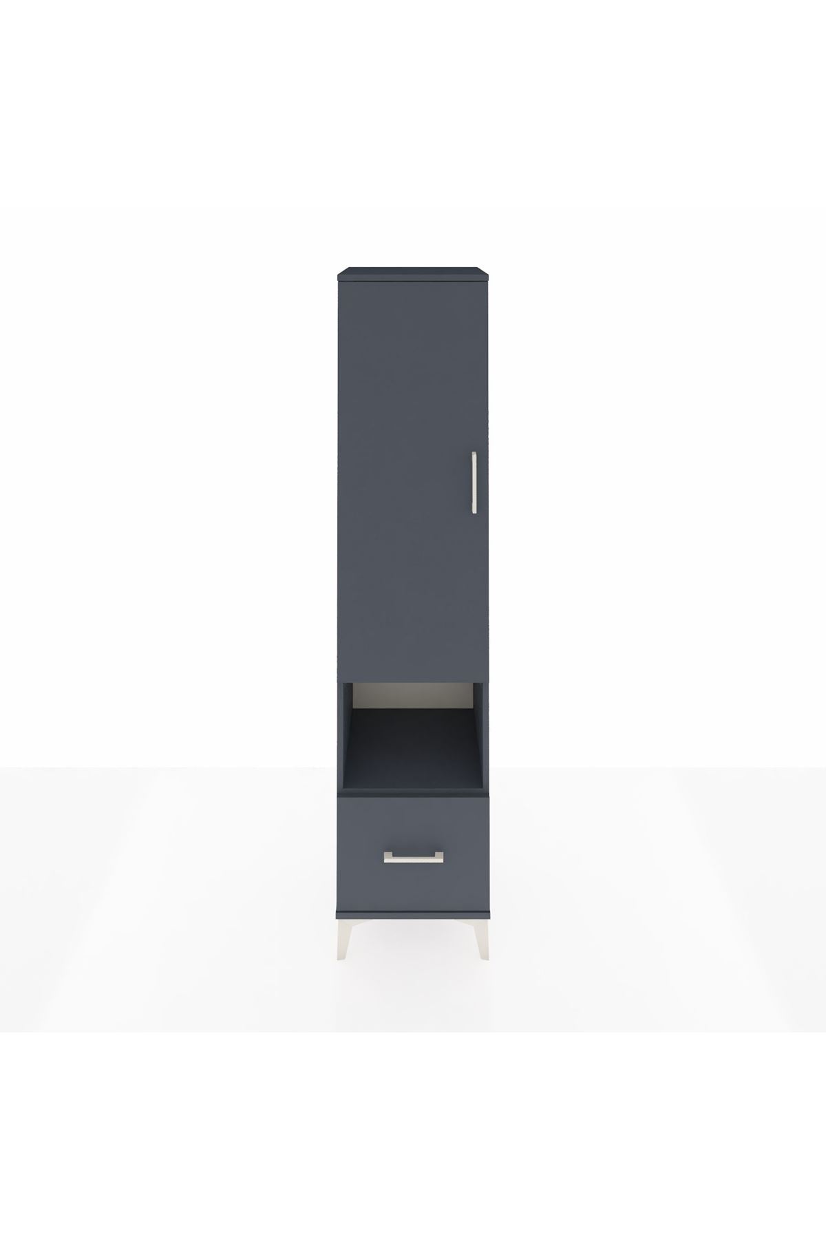 Hyperion Dolap 5 Raflı Tek Çekmeceli Tek Kapaklı 44x44x195 Antrasit-Antrasit