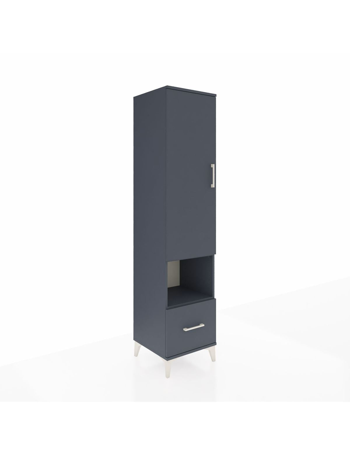 Hyperion Dolap 5 Raflı Tek Çekmeceli Tek Kapaklı 44x44x195 Antrasit-Antrasit