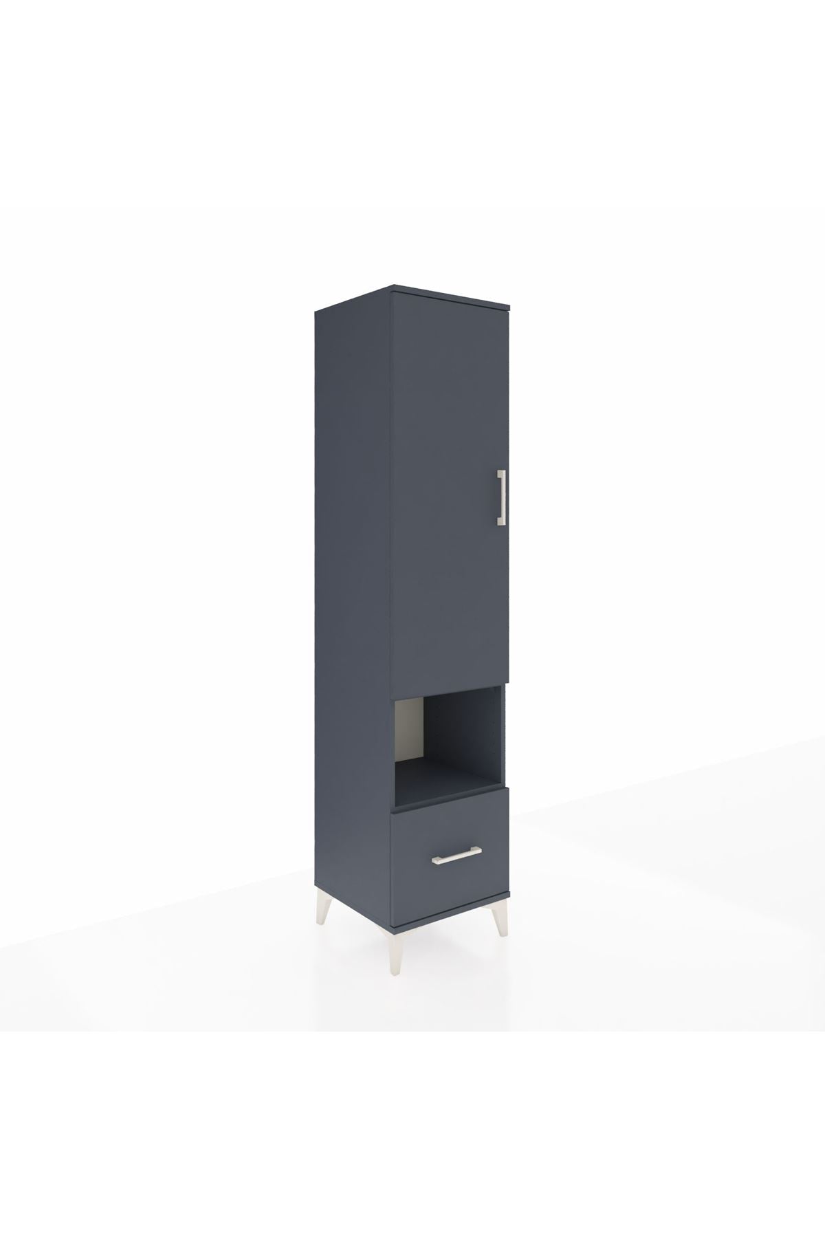 Hyperion Dolap 5 Raflı Tek Çekmeceli Tek Kapaklı 44x44x195 Antrasit-Antrasit