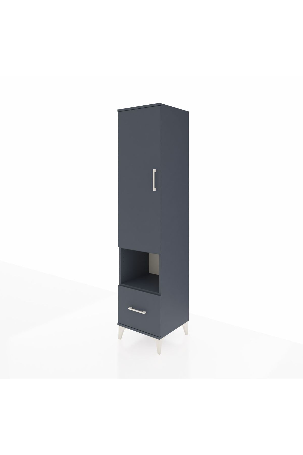 Hyperion Dolap 5 Raflı Tek Çekmeceli Tek Kapaklı 44x44x195 Antrasit-Antrasit