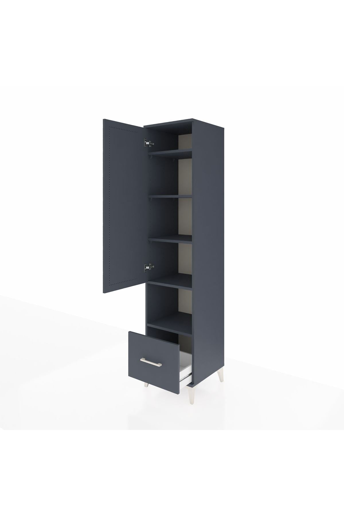 Hyperion Dolap 5 Raflı Tek Çekmeceli Tek Kapaklı 44x44x195 Antrasit-Antrasit