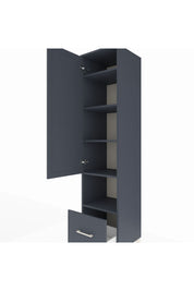 Hyperion Dolap 5 Raflı Tek Çekmeceli Tek Kapaklı 44x44x195 Antrasit-Antrasit