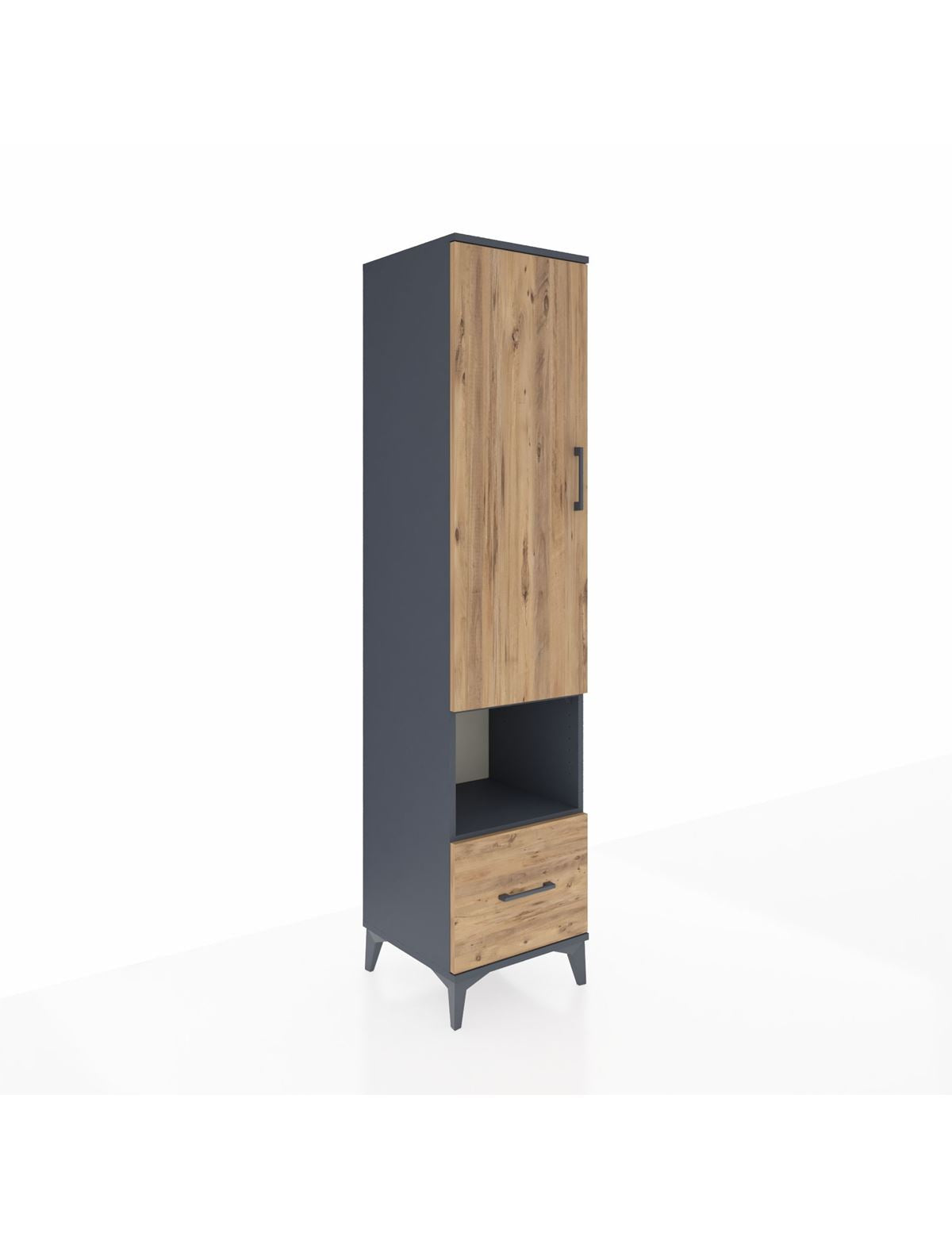 Hyperion Dolap 5 Raflı Tek Çekmeceli Tek Kapaklı 44x44x195 Antrasit-Çam