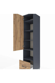 Hyperion Dolap 5 Raflı Tek Çekmeceli Tek Kapaklı 44x44x195 Antrasit-Çam