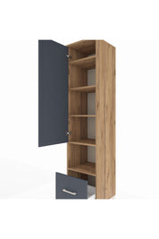 Hyperion Dolap 5 Raflı Tek Çekmeceli Tek Kapaklı 44x44x195 Çam-Antrasit