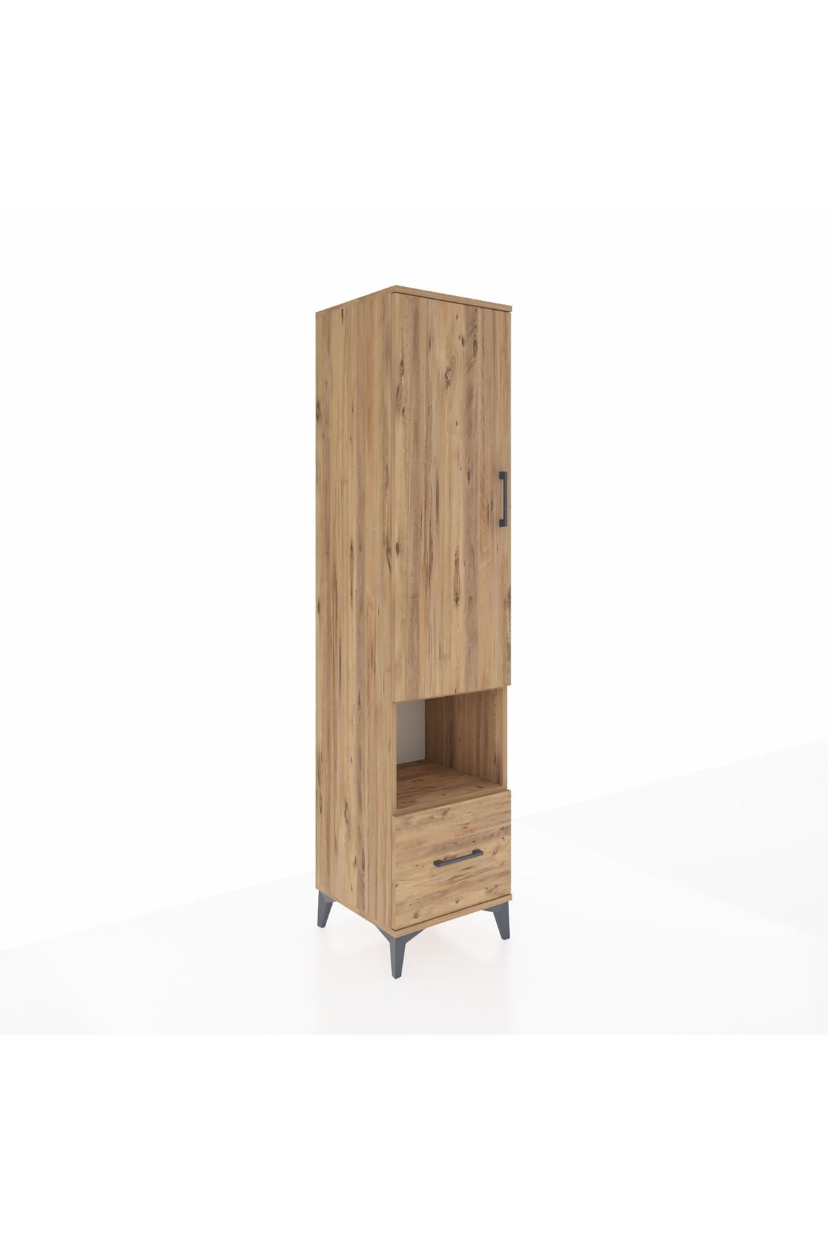 Hyperion Dolap 5 Raflı Tek Çekmeceli Tek Kapaklı 44x44x195 Çam-Çam