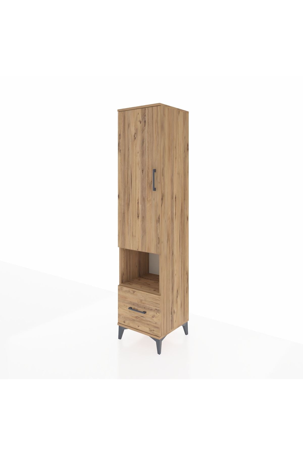 Hyperion Dolap 5 Raflı Tek Çekmeceli Tek Kapaklı 44x44x195 Çam-Çam