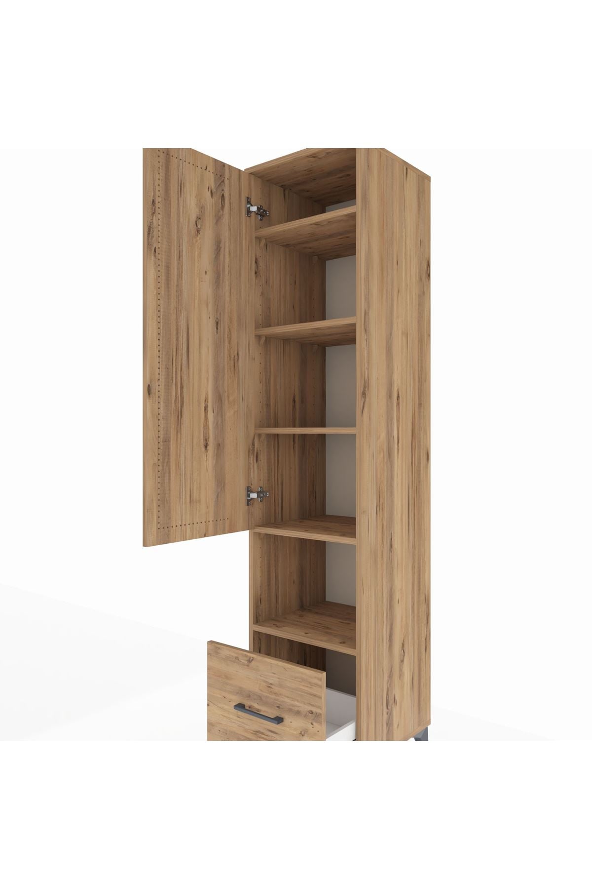 Hyperion Dolap 5 Raflı Tek Çekmeceli Tek Kapaklı 44x44x195 Çam-Çam