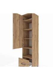 Hyperion Dolap 5 Raflı Tek Çekmeceli Tek Kapaklı 44x44x195 Çam-Çam