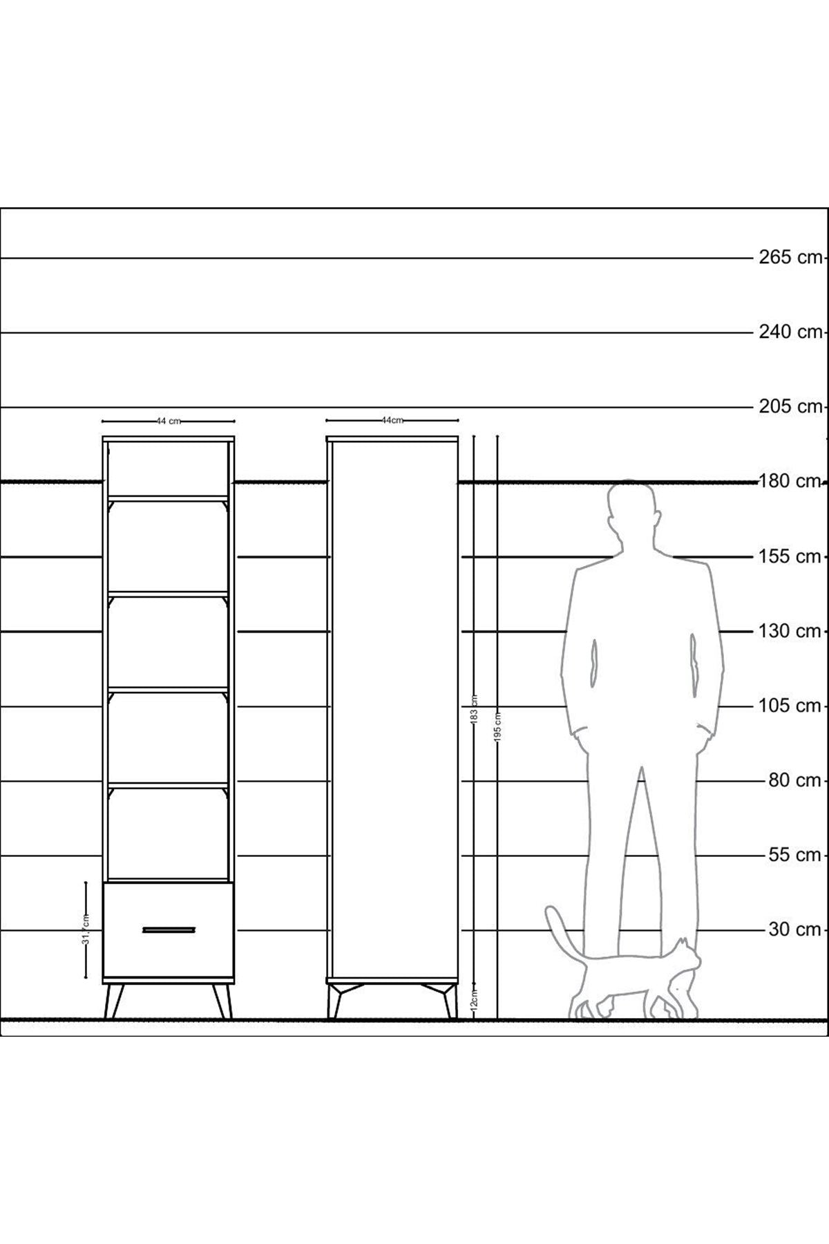 Hyperion Dolap 5 Raflı Tek Çekmeceli 44x44x195 Aytaşı-Aytaşı