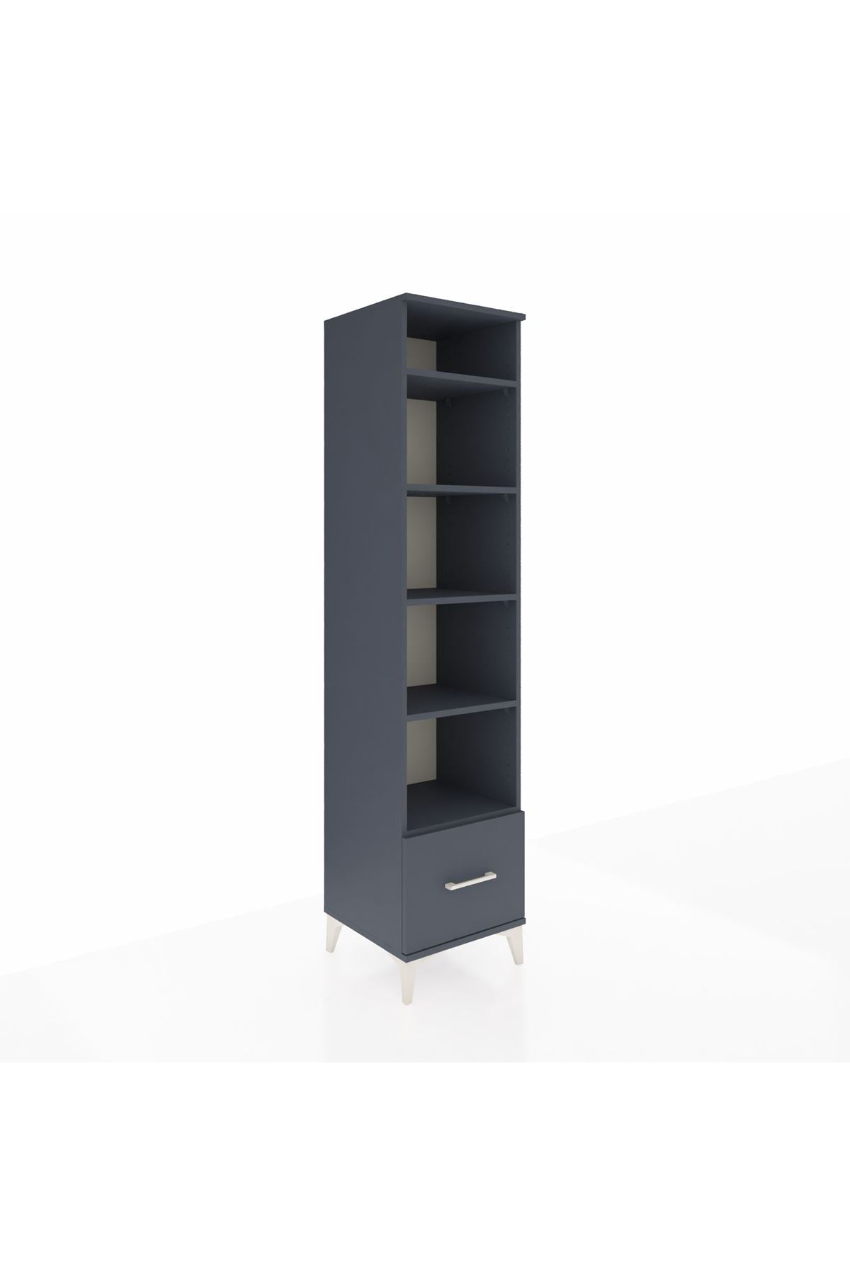 Hyperion Dolap 5 Raflı Tek Çekmeceli 44x44x195 Antrasit-Antrasit