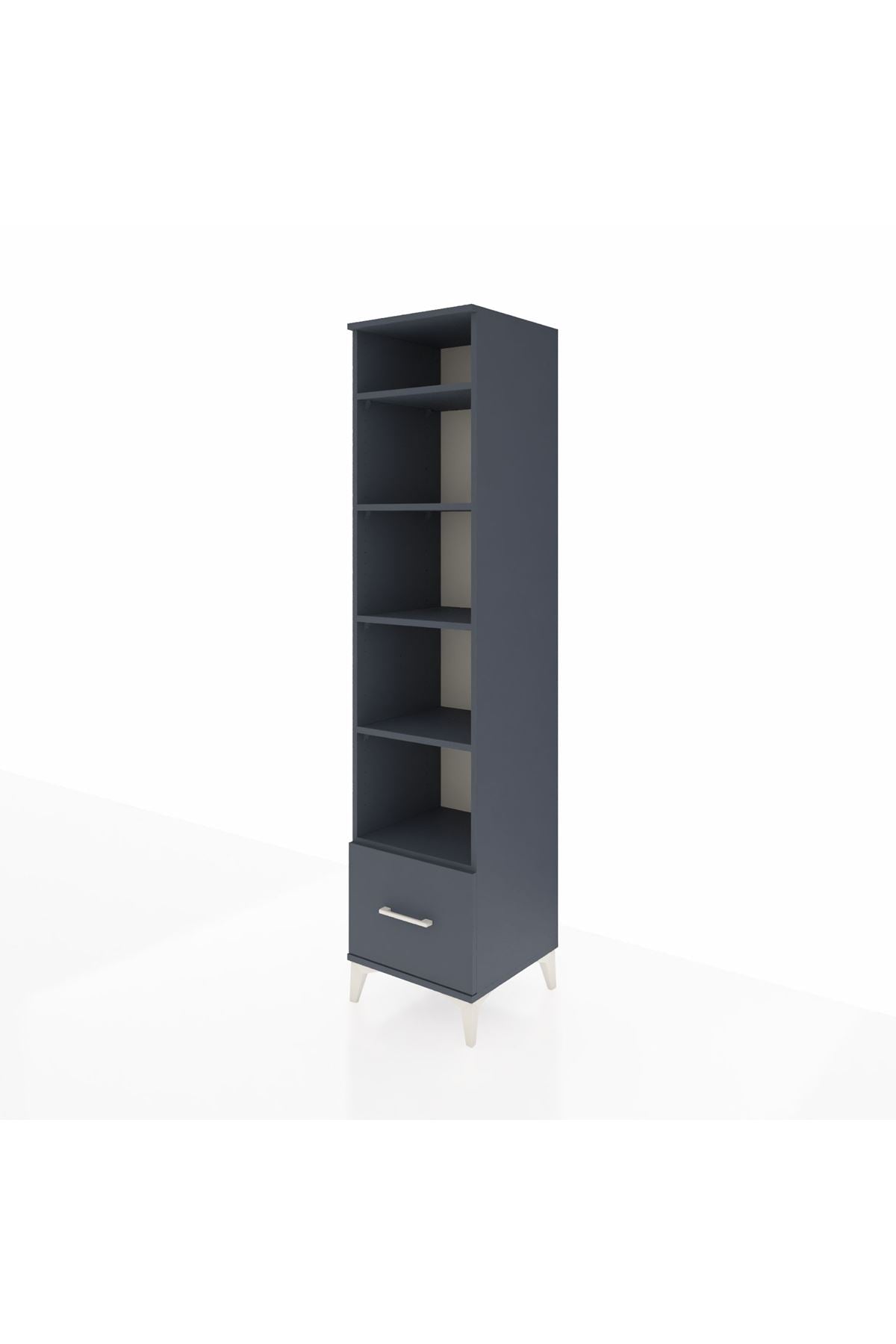 Hyperion Dolap 5 Raflı Tek Çekmeceli 44x44x195 Antrasit-Antrasit