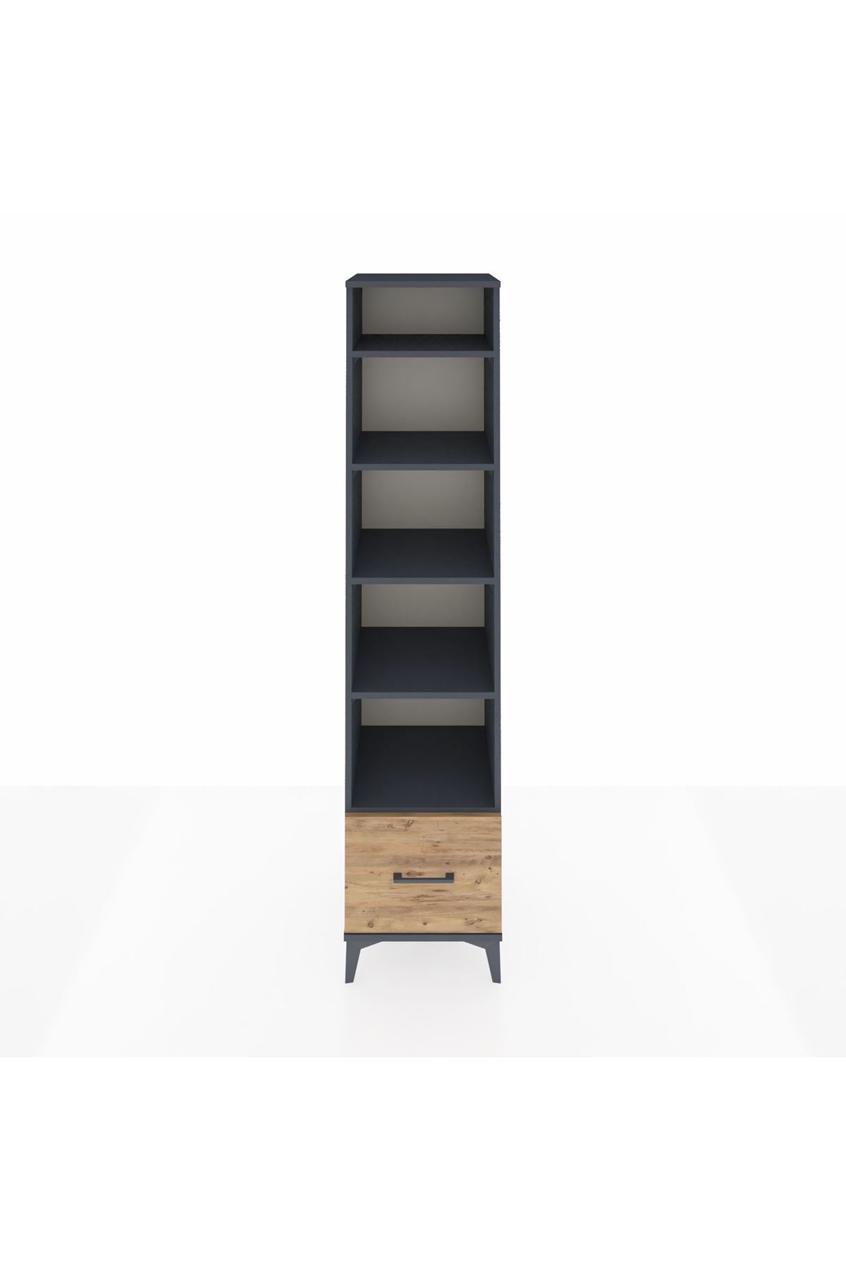 Hyperion Dolap 5 Raflı Tek Çekmeceli 44x44x195 Antrasit-Çam