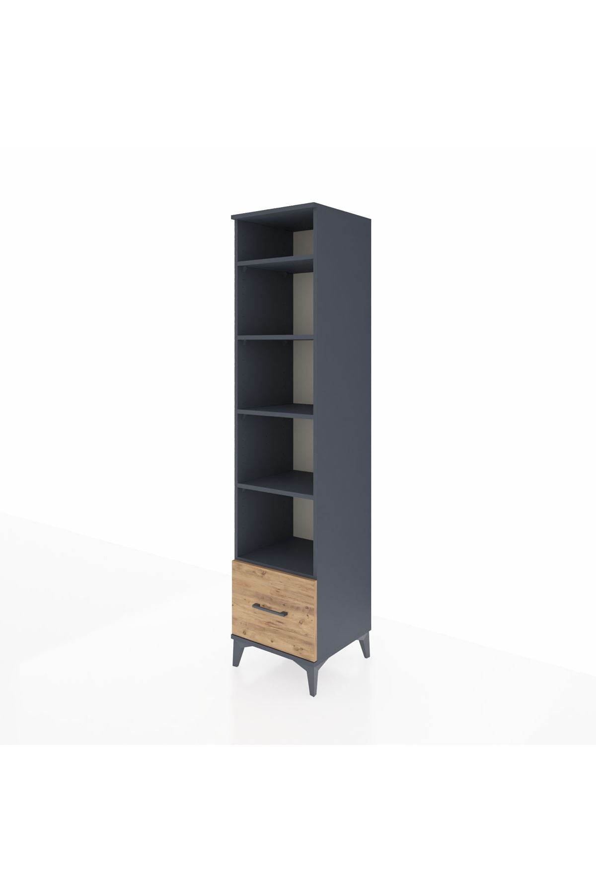 Hyperion Dolap 5 Raflı Tek Çekmeceli 44x44x195 Antrasit-Çam