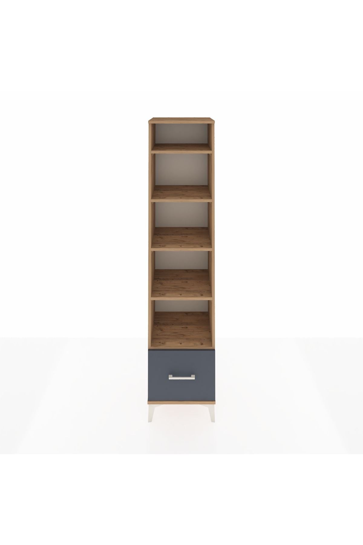 Hyperion Dolap 5 Raflı Tek Çekmeceli 44x44x195 Çam-Antrasit