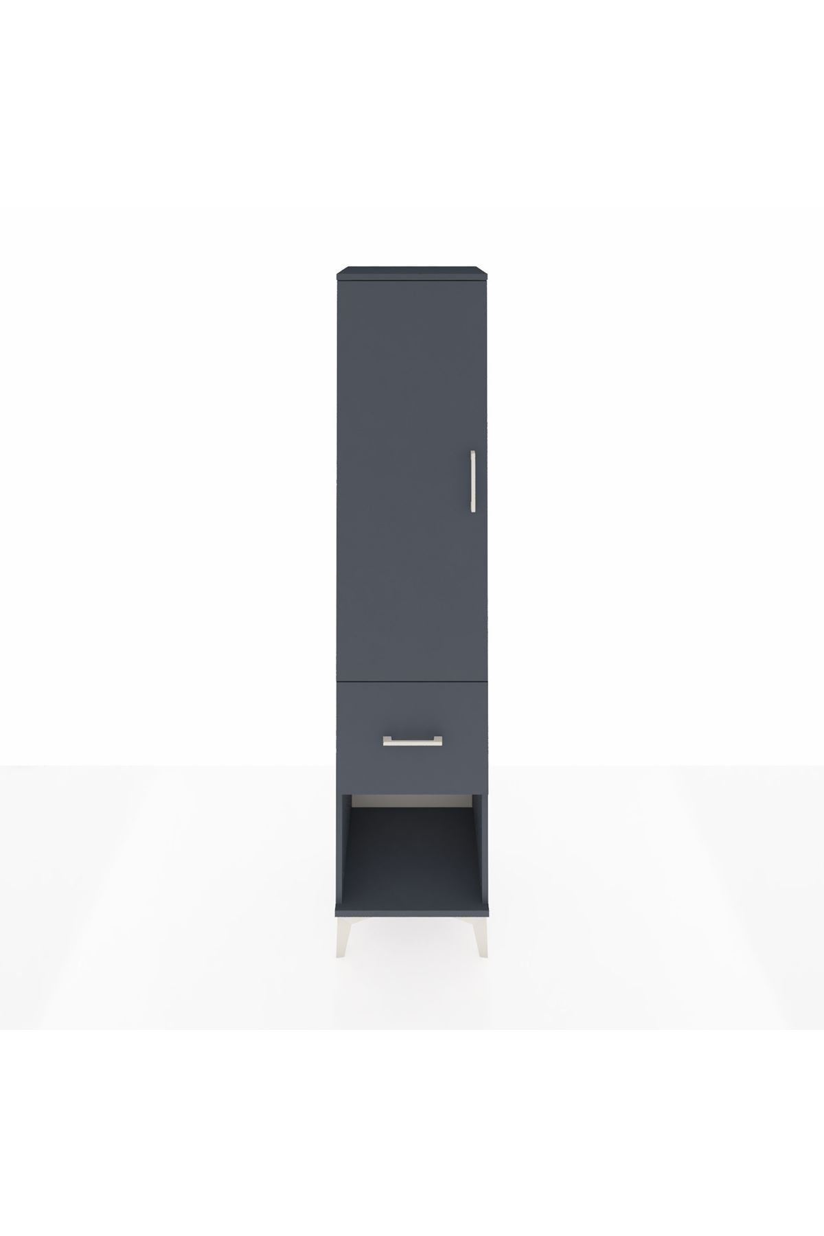 Hyperion Dolap 2 Raflı Tek Çekmeceli Tek Askılı 44x44x195 Antrasit-Antrasit