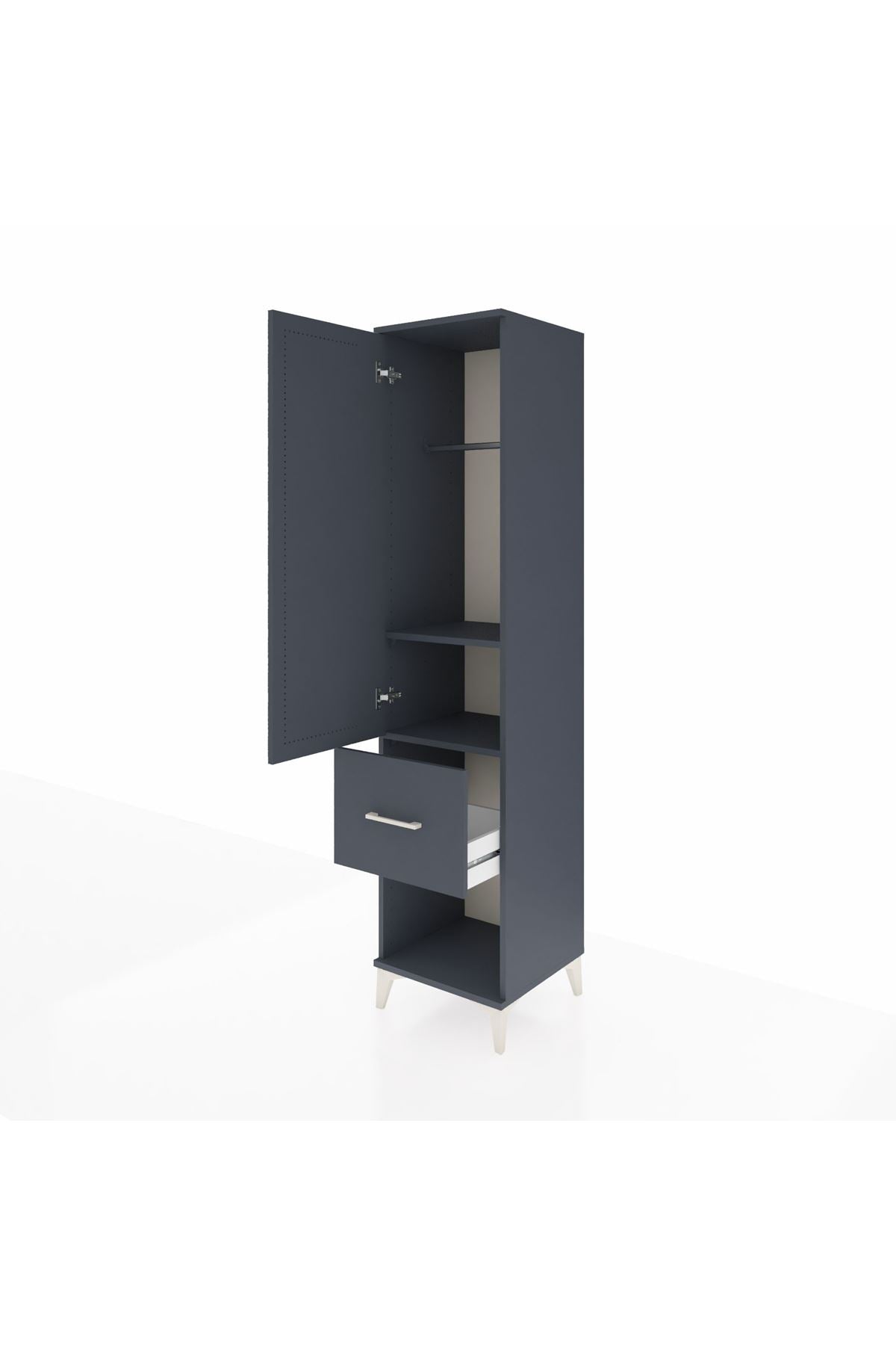 Hyperion Dolap 2 Raflı Tek Çekmeceli Tek Askılı 44x44x195 Antrasit-Antrasit