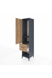 Hyperion Dolap 2 Raflı Tek Çekmeceli Tek Askılı 44x44x195 Antrasit-Çam