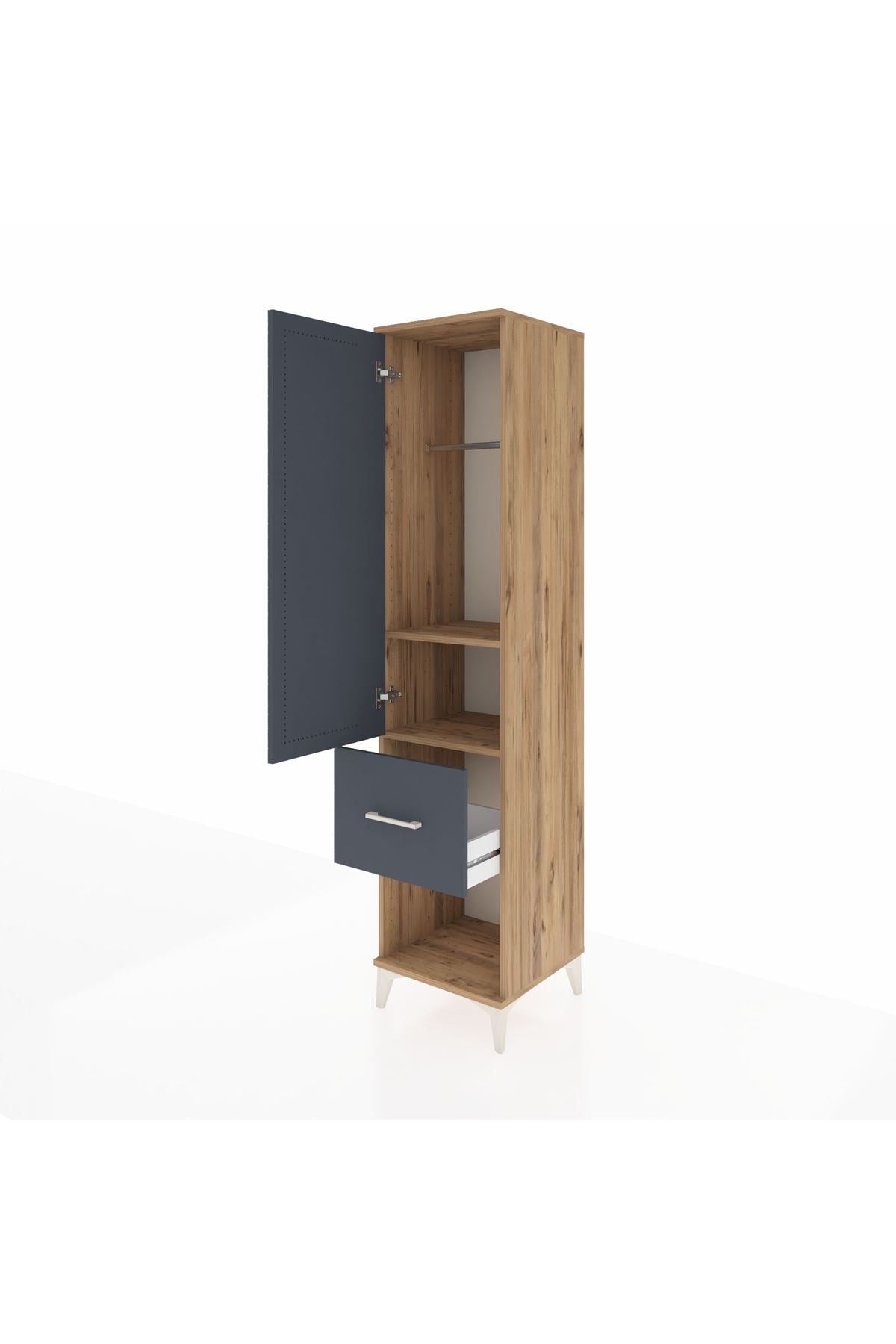 Hyperion Dolap 2 Raflı Tek Çekmeceli Tek Askılı 44x44x195 Çam-Antrasit