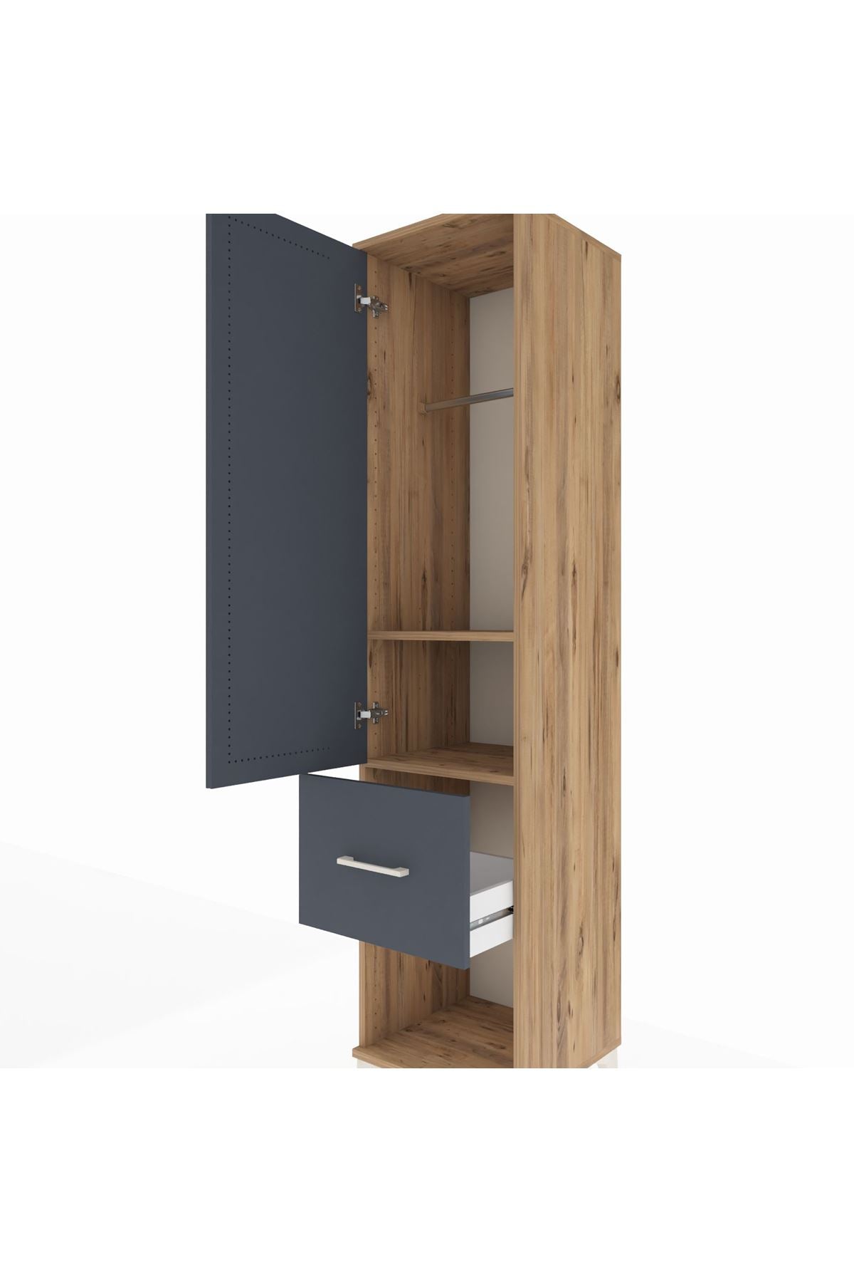 Hyperion Dolap 2 Raflı Tek Çekmeceli Tek Askılı 44x44x195 Çam-Antrasit