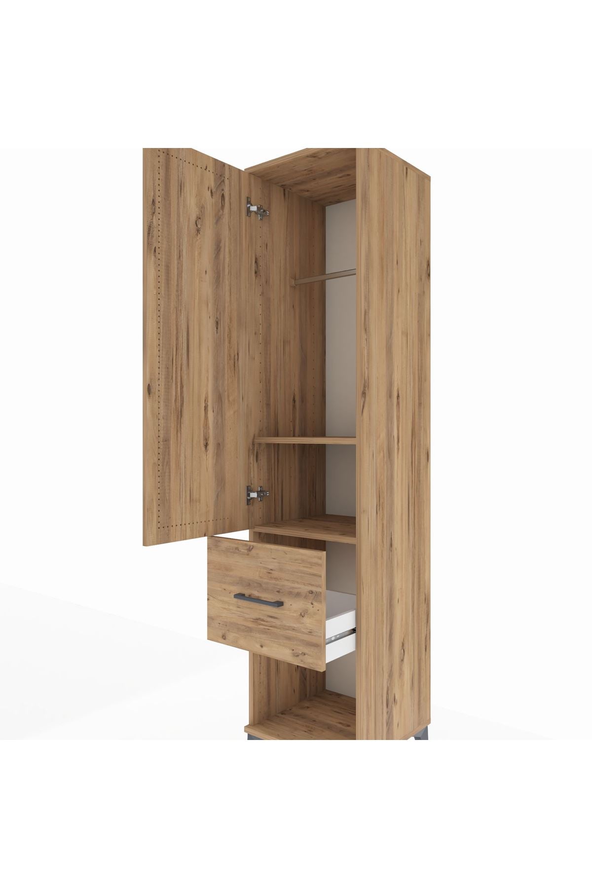 Hyperion Dolap 2 Raflı Tek Çekmeceli Tek Askılı 44x44x195 Çam-Çam