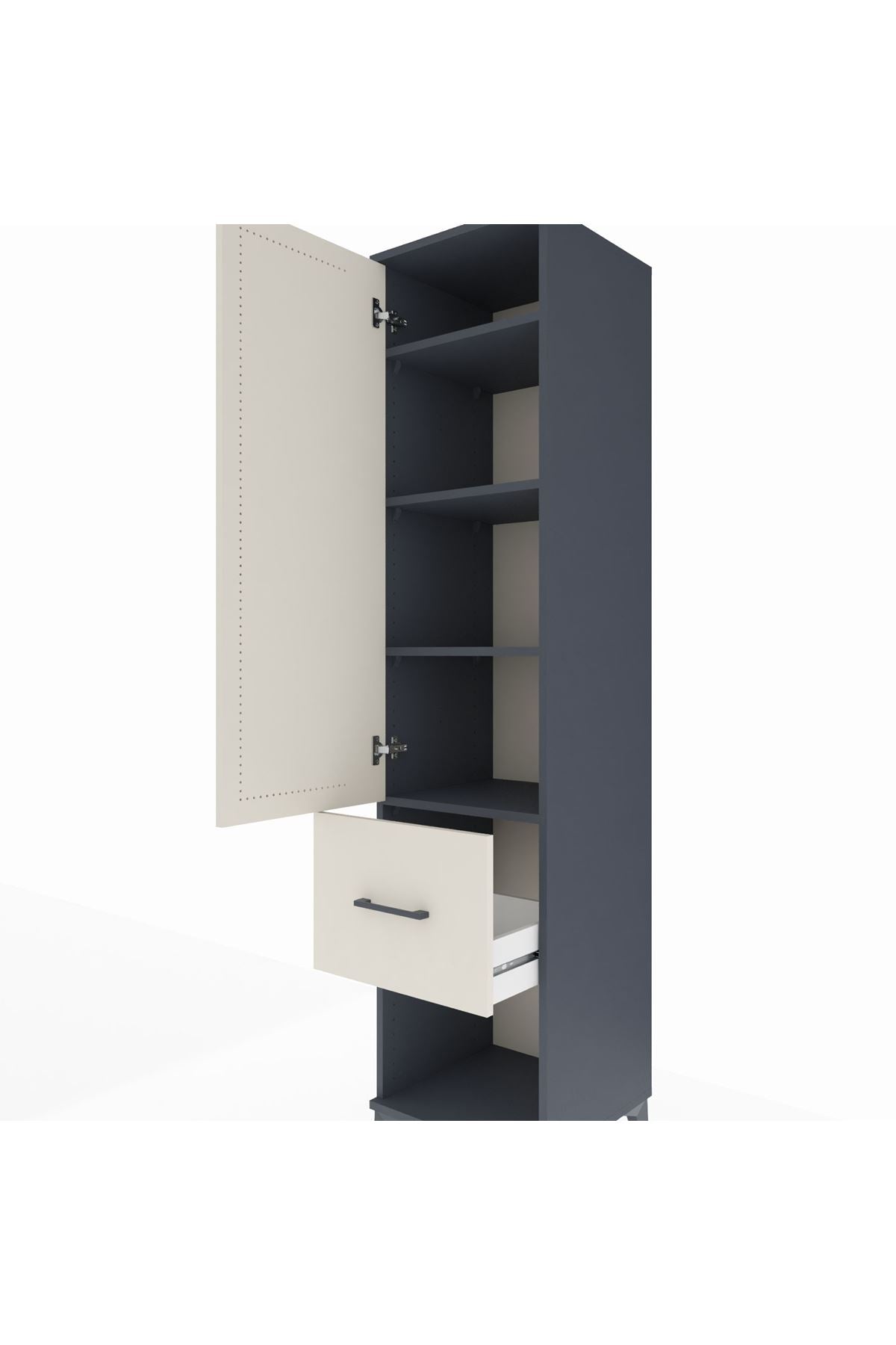 Hyperion Dolap 4 Raflı Tek Çekmeceli Tek Kapaklı 44x44x195 Antrasit-Aytaşı