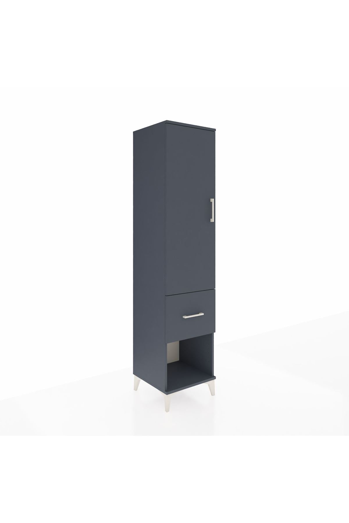 Hyperion Dolap 4 Raflı Tek Çekmeceli Tek Kapaklı 44x44x195 Antrasit-Antrasit