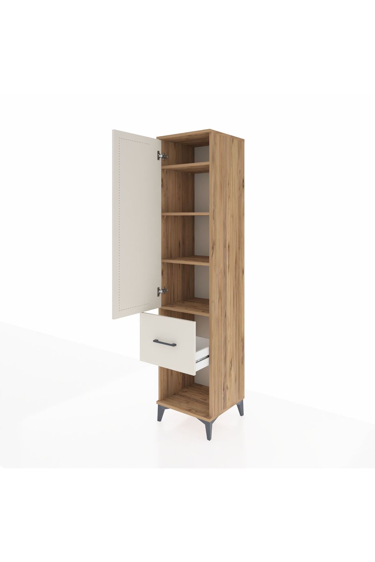 Hyperion Dolap 4 Raflı Tek Çekmeceli Tek Kapaklı 44x44x195 Çam-Aytaşı