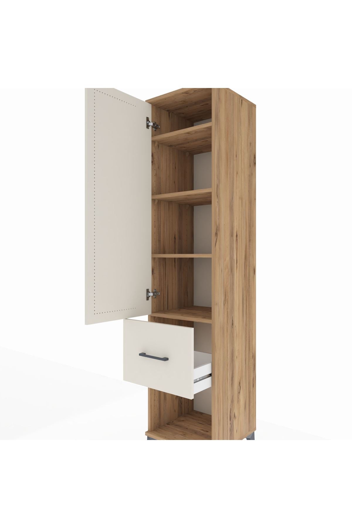 Hyperion Dolap 4 Raflı Tek Çekmeceli Tek Kapaklı 44x44x195 Çam-Aytaşı