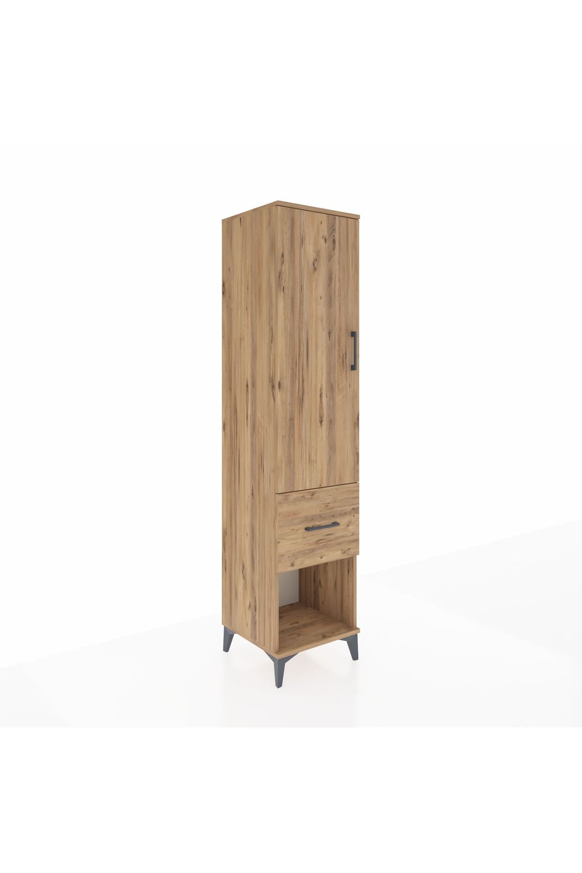 Hyperion Dolap 4 Raflı Tek Çekmeceli Tek Kapaklı 44x44x195 Çam-Çam