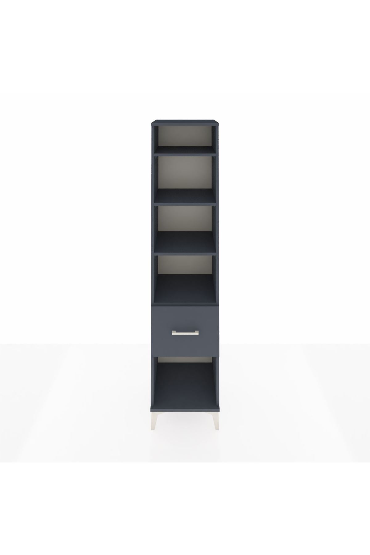 Hyperion Dolap 4 Raflı Tek Çekmeceli 44x44x195 Antrasit-Antrasit