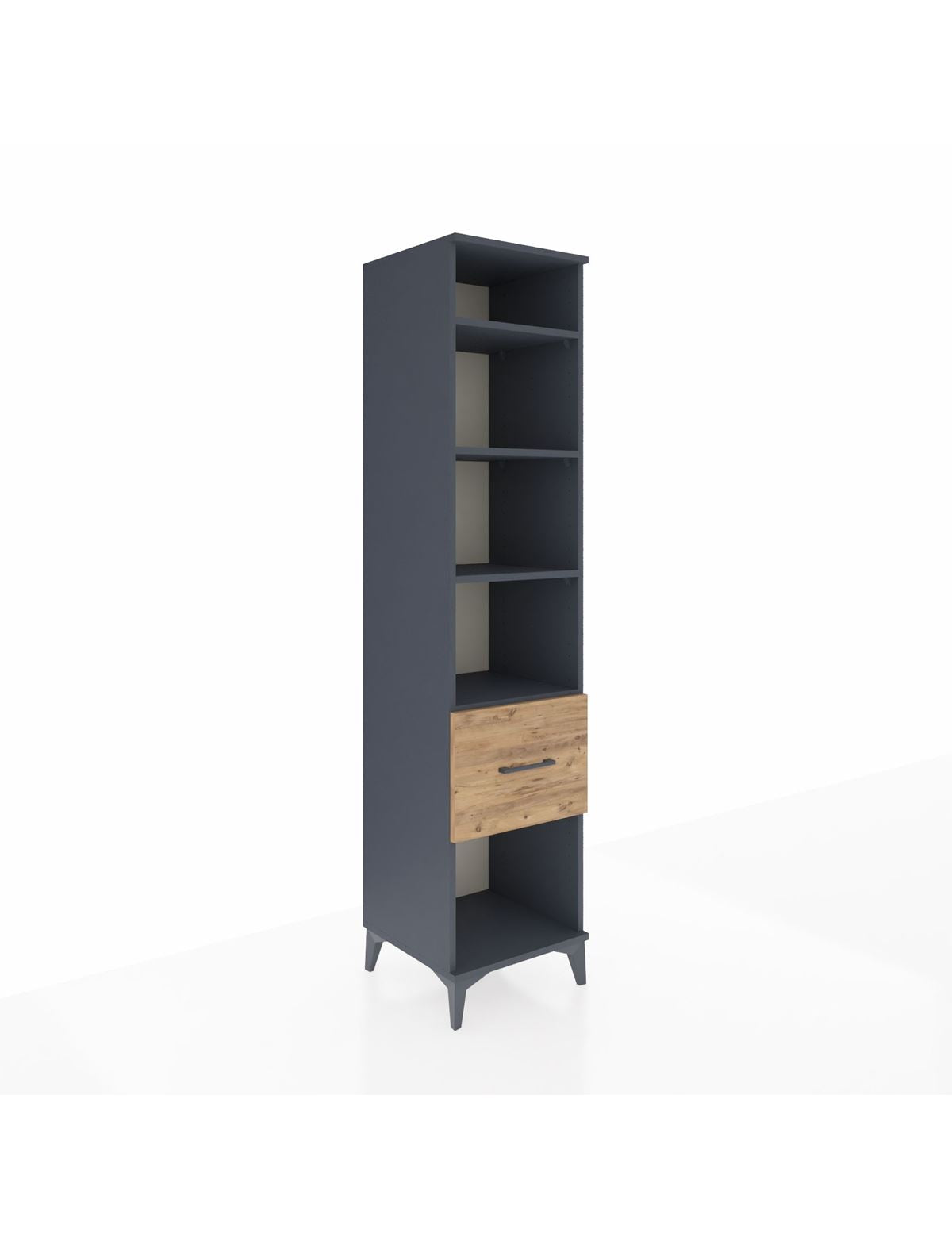 Hyperion Dolap 4 Raflı Tek Çekmeceli 44x44x195 Antrasit-Çam