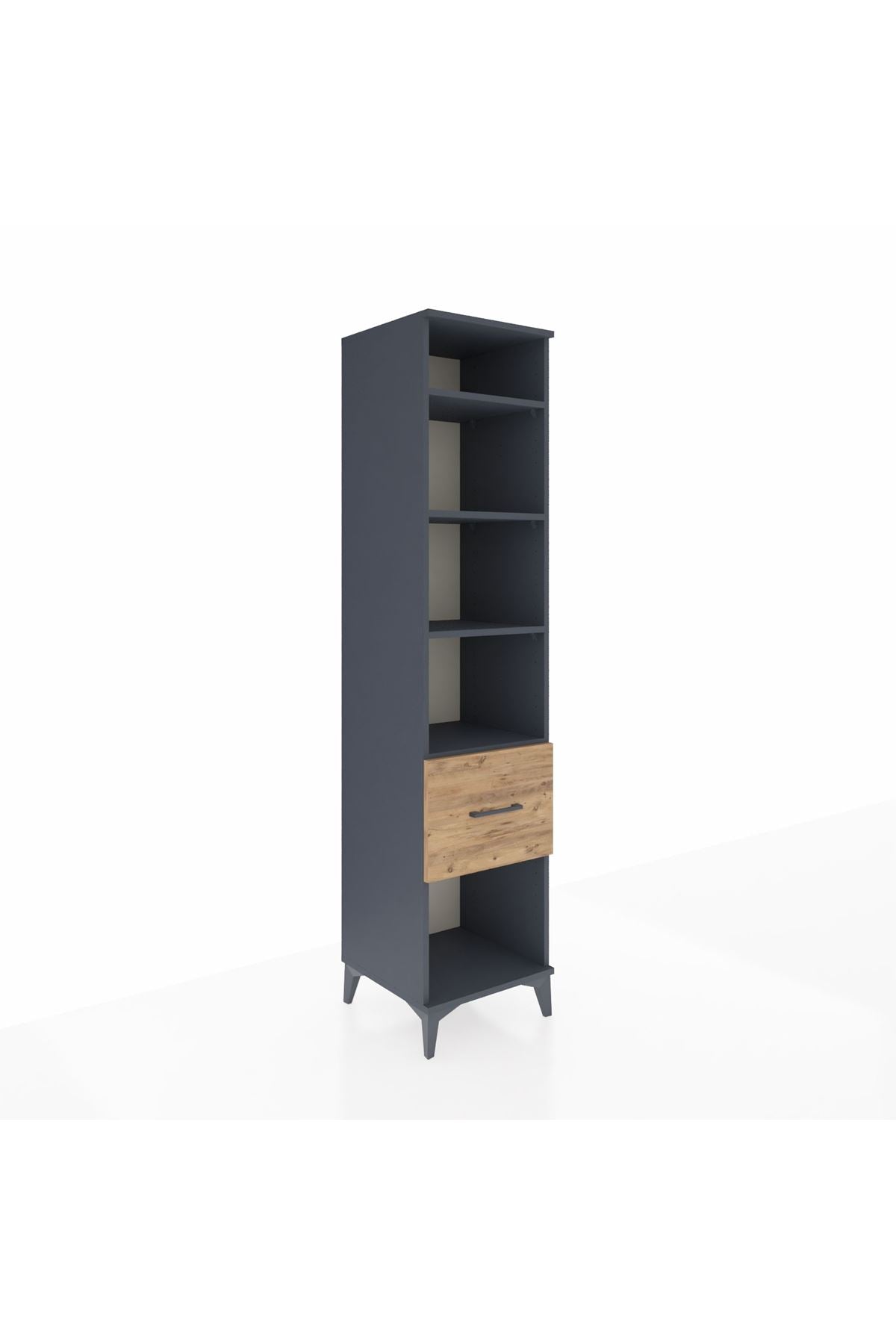 Hyperion Dolap 4 Raflı Tek Çekmeceli 44x44x195 Antrasit-Çam