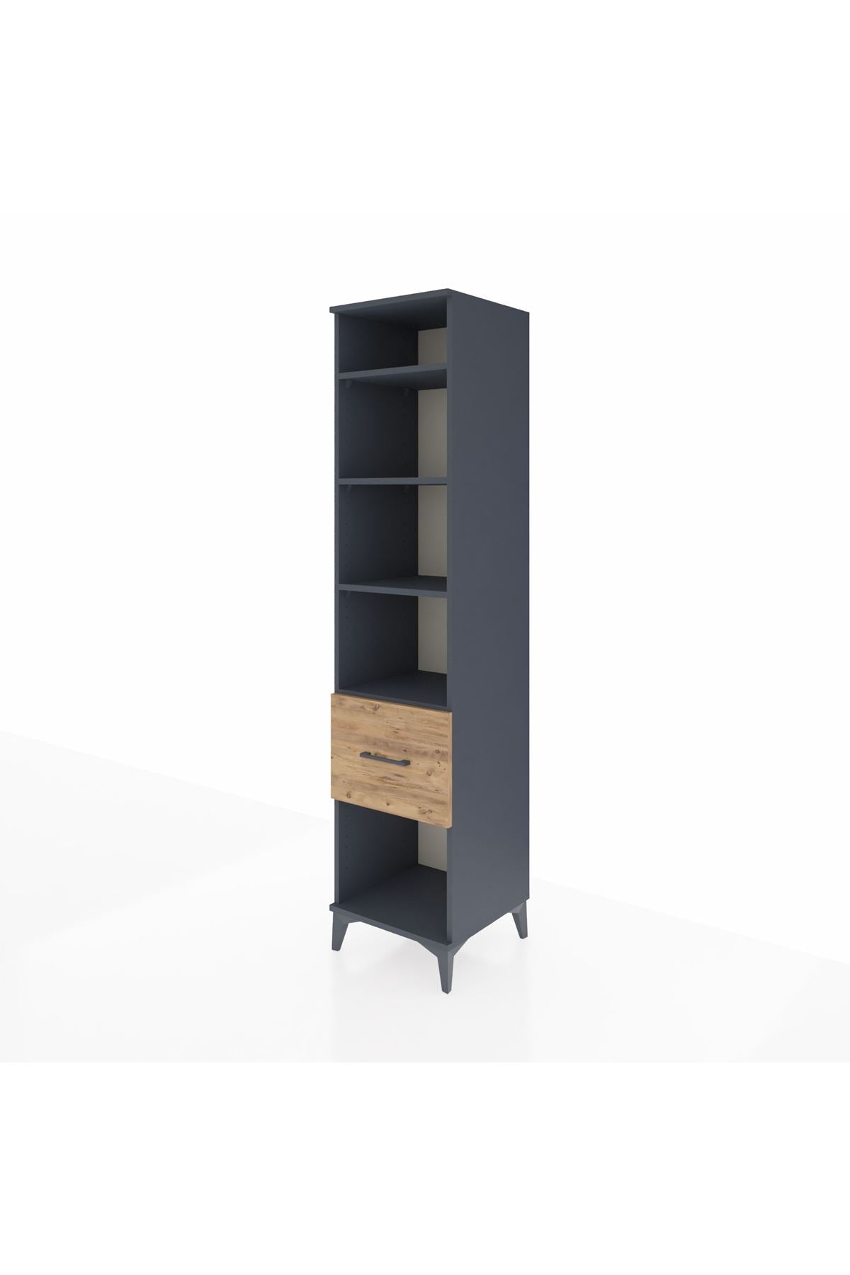 Hyperion Dolap 4 Raflı Tek Çekmeceli 44x44x195 Antrasit-Çam