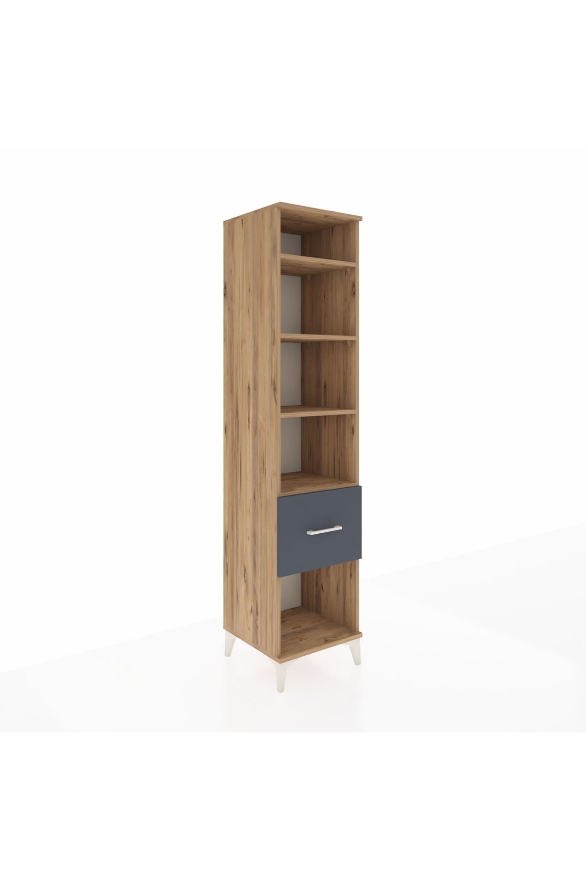 Hyperion Dolap 4 Raflı Tek Çekmeceli 44x44x195 Çam-Antrasit