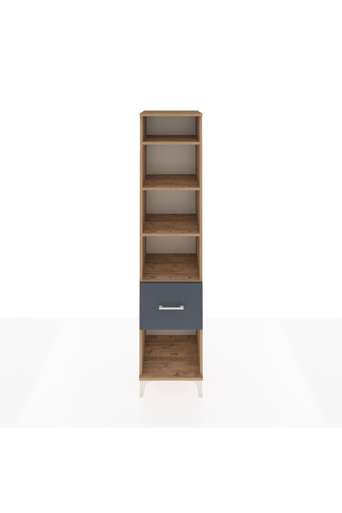 Hyperion Dolap 4 Raflı Tek Çekmeceli 44x44x195 Çam-Antrasit