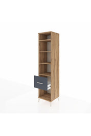 Hyperion Dolap 4 Raflı Tek Çekmeceli 44x44x195 Çam-Antrasit