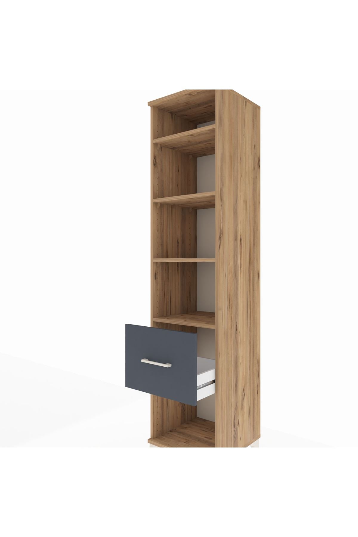 Hyperion Dolap 4 Raflı Tek Çekmeceli 44x44x195 Çam-Antrasit