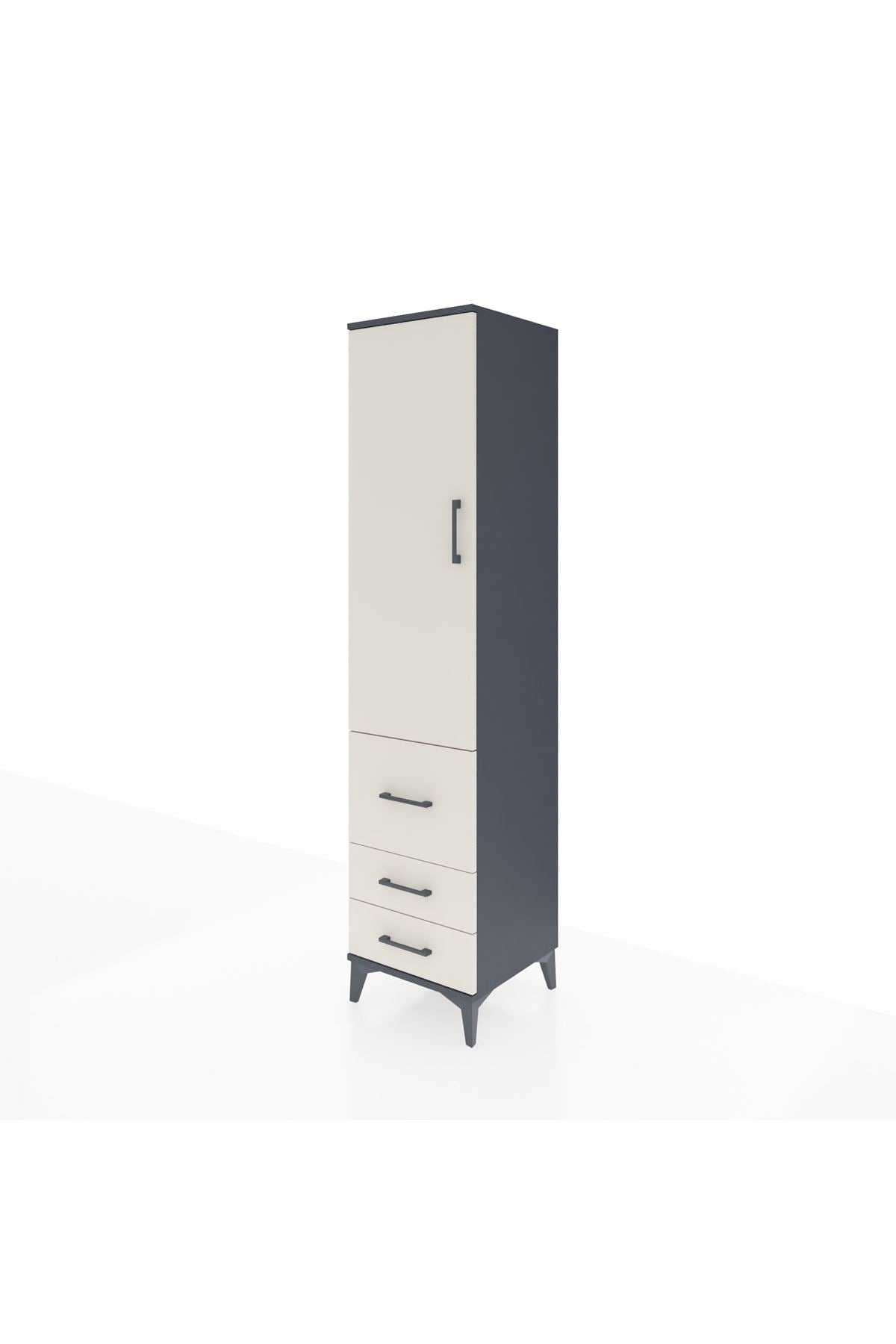 Hyperion Dolap 2 Raflı 3 Çekmeceli Tek Askılı 44x44x195 Antrasit-Aytaşı