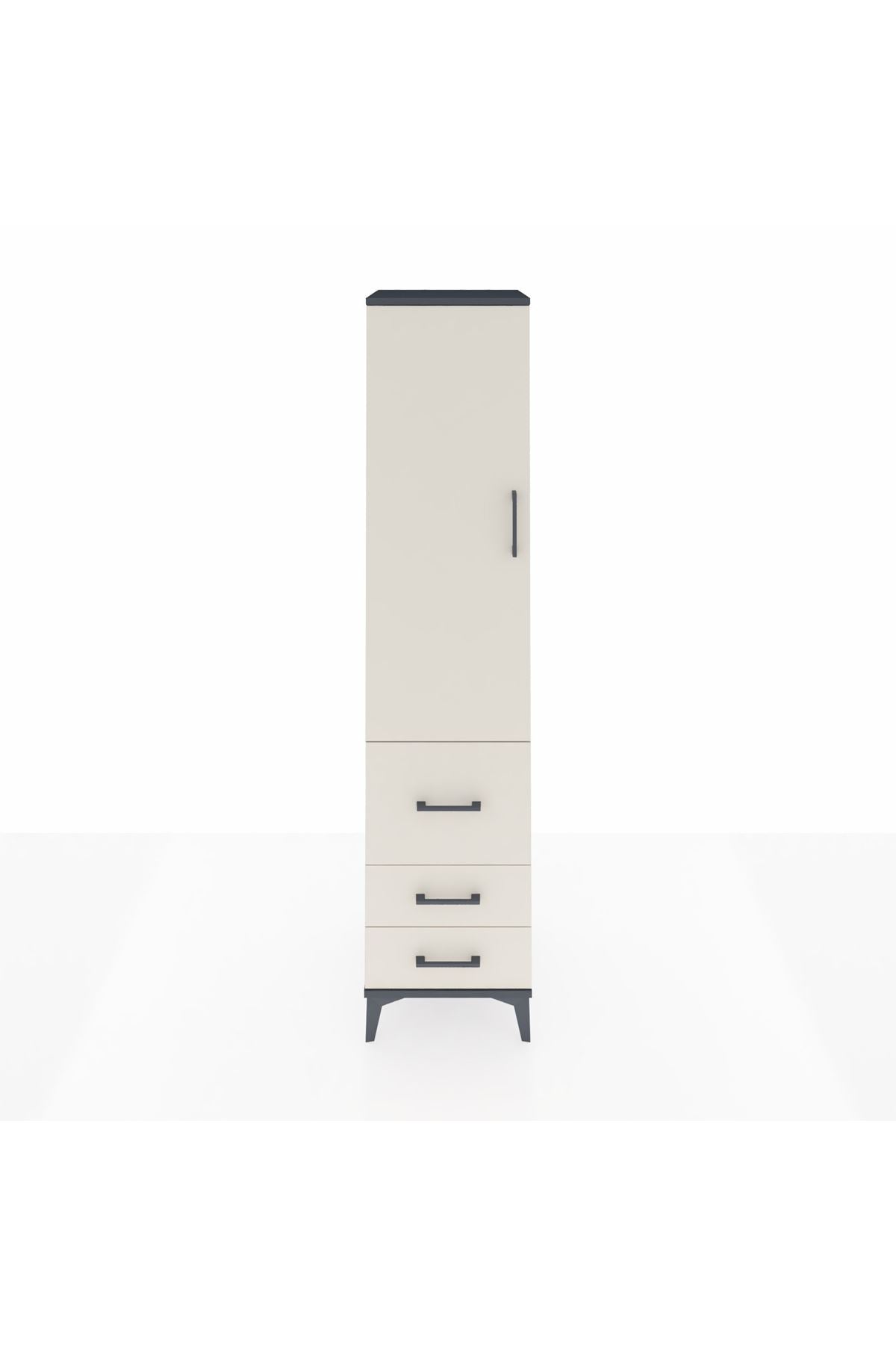 Hyperion Dolap 2 Raflı 3 Çekmeceli Tek Askılı 44x44x195 Antrasit-Aytaşı