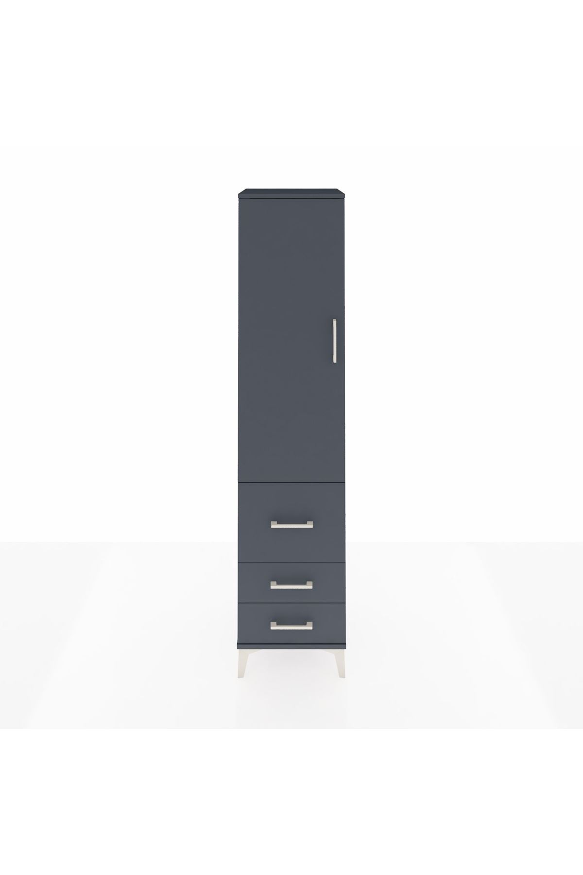 Hyperion Dolap 2 Raflı 3 Çekmeceli Tek Askılı 44x44x195 Antrasit-Antrasit