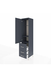 Hyperion Dolap 2 Raflı 3 Çekmeceli Tek Askılı 44x44x195 Antrasit-Antrasit