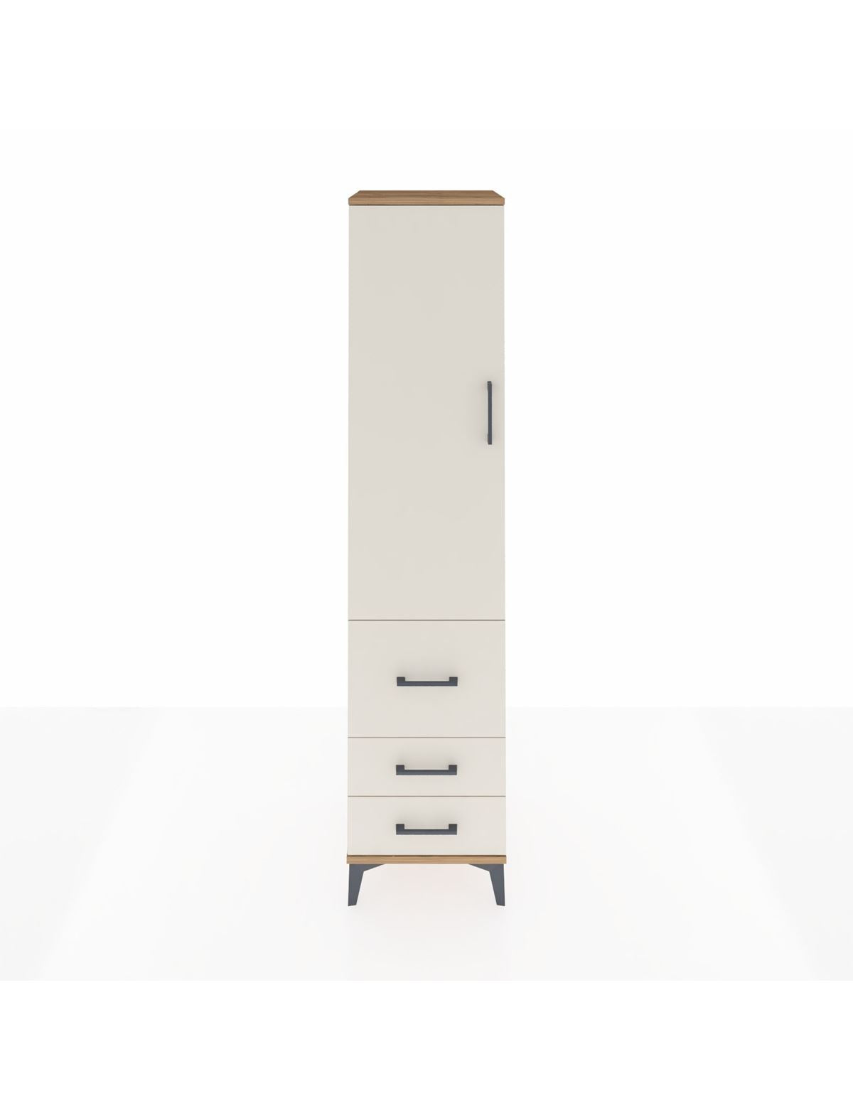 Hyperion Dolap 2 Raflı 3 Çekmeceli Tek Askılı 44x44x195 Çam-Aytaşı