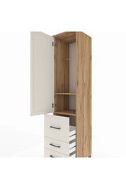 Hyperion Dolap 2 Raflı 3 Çekmeceli Tek Askılı 44x44x195 Çam-Aytaşı