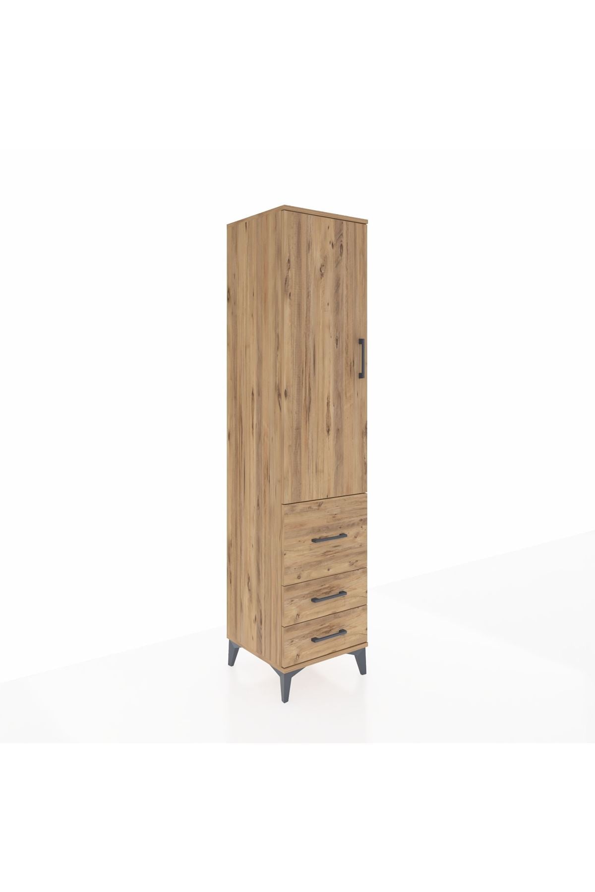 Hyperion Dolap 2 Raflı 3 Çekmeceli Tek Askılı 44x44x195 Çam-Çam