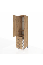 Hyperion Dolap 2 Raflı 3 Çekmeceli Tek Askılı 44x44x195 Çam-Çam