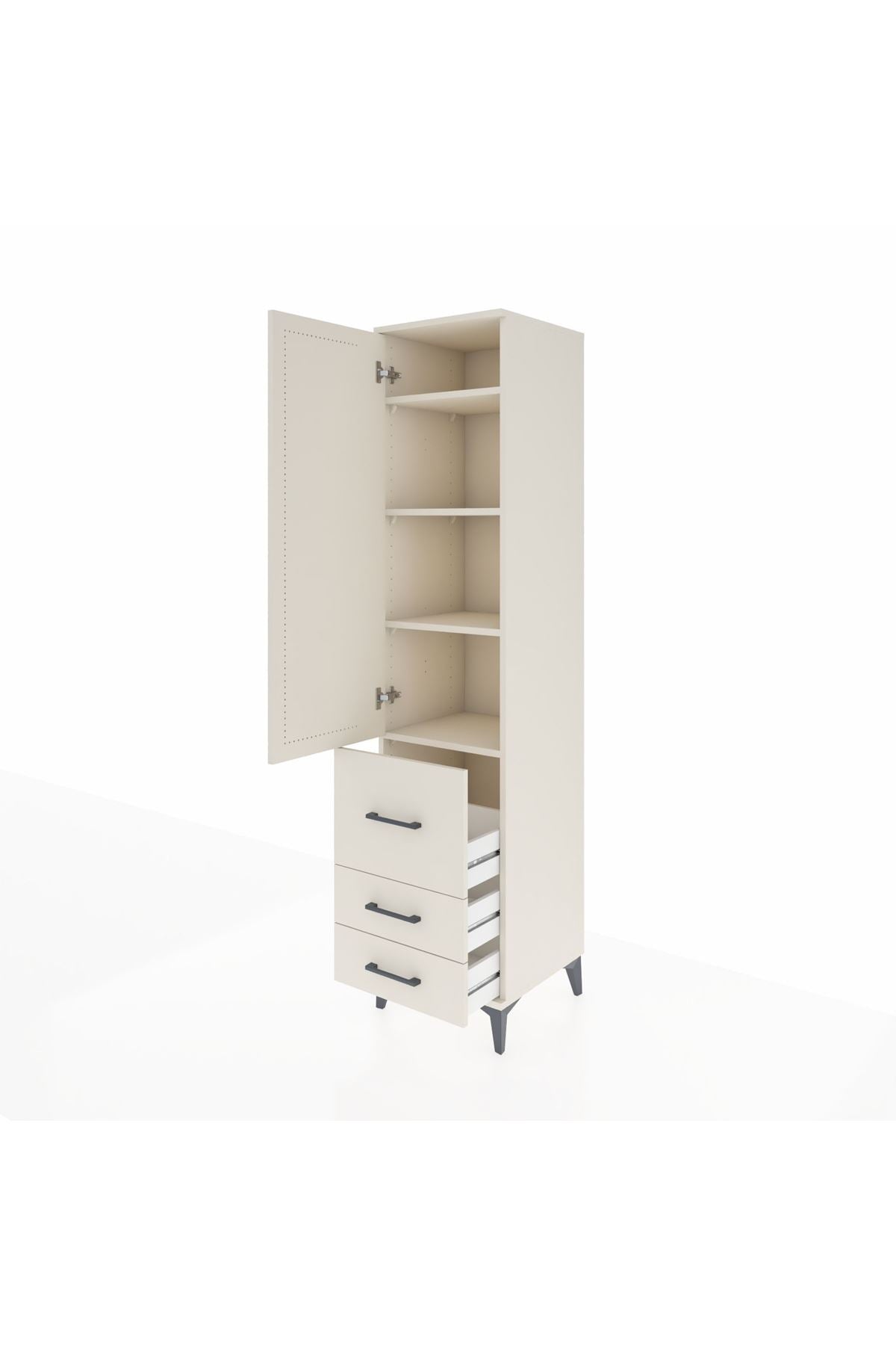 Hyperion Dolap 4 Raflı 3 Çekmeceli Tek Kapaklı 44x44x195 Aytaşı-Aytaşı