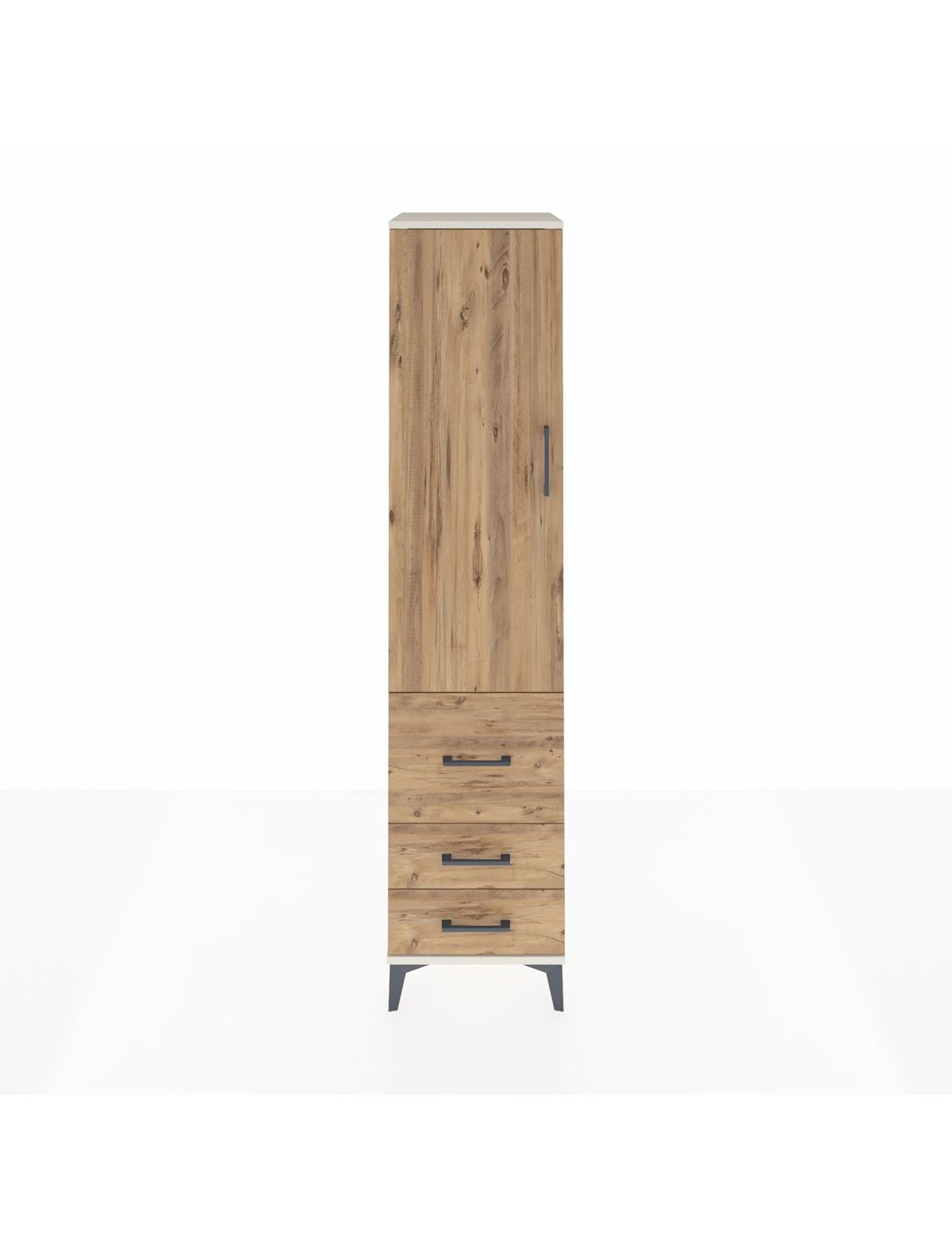 Hyperion Dolap 4 Raflı 3 Çekmeceli Tek Kapaklı 44x44x195 Aytaşı-Çam