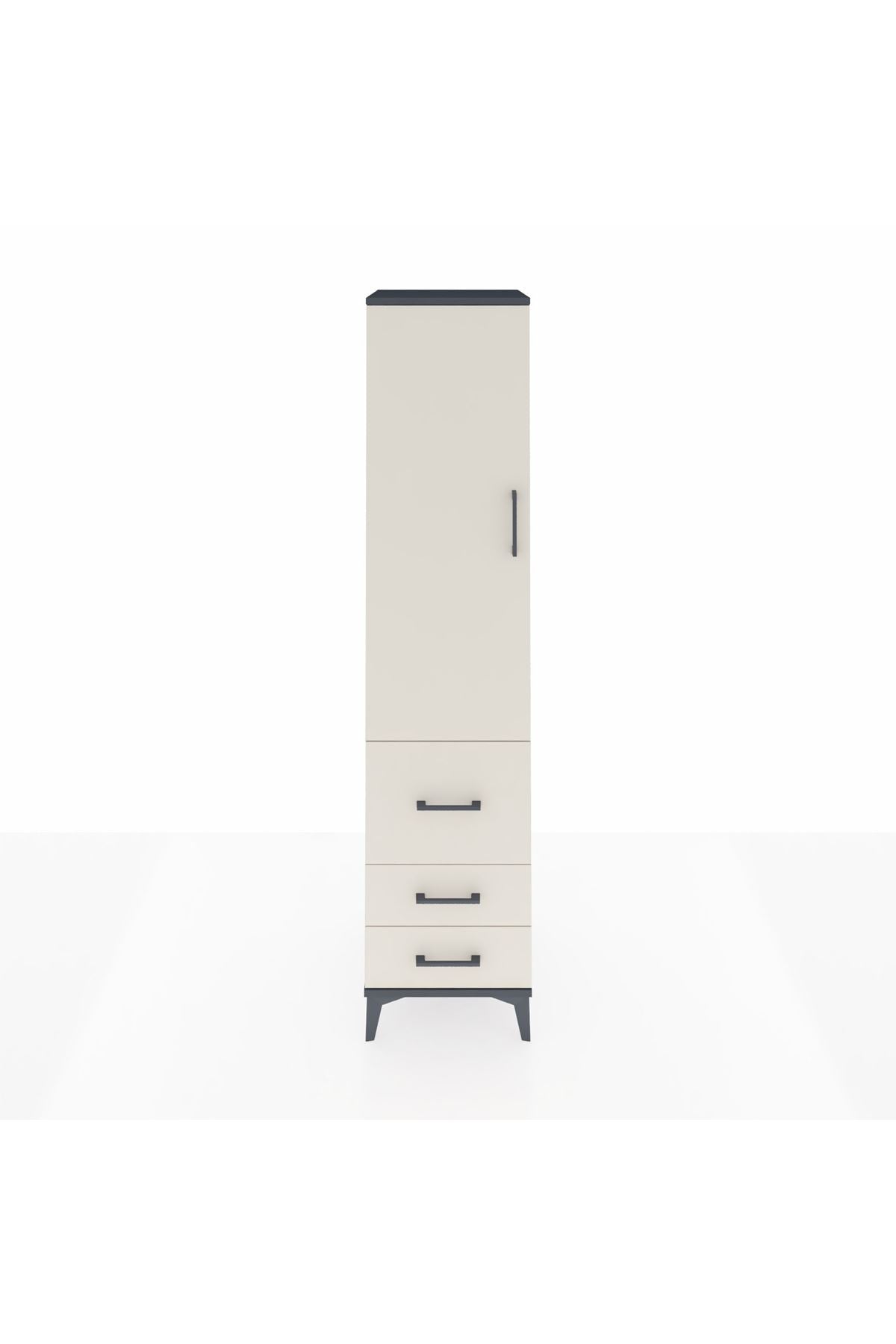 Hyperion Dolap 4 Raflı 3 Çekmeceli Tek Kapaklı 44x44x195 Antrasit-Aytaşı