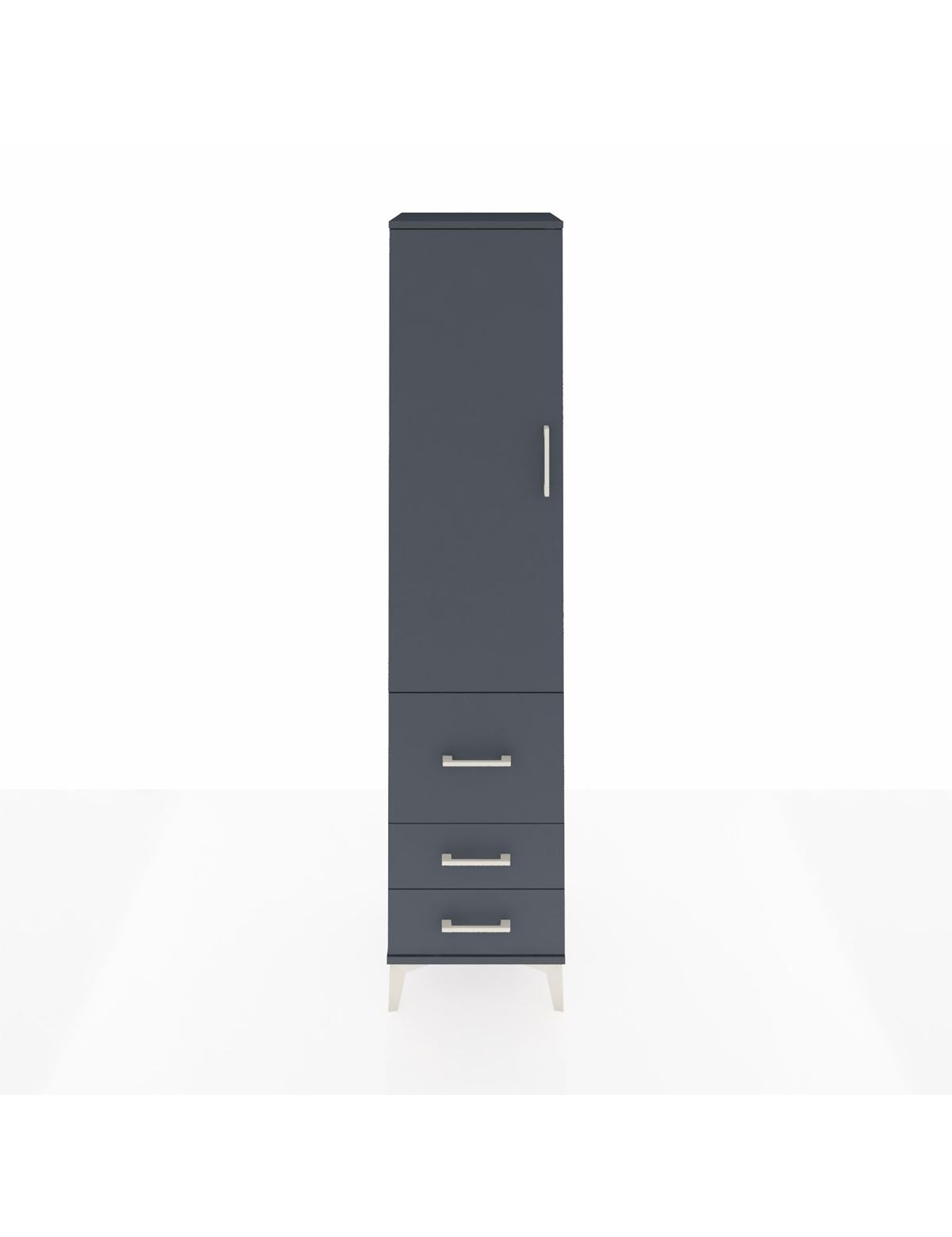 Hyperion Dolap 4 Raflı 3 Çekmeceli Tek Kapaklı 44x44x195 Antrasit-Antrasit